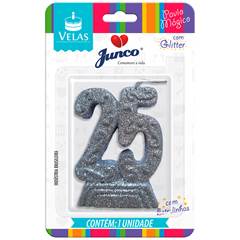 Vela Aniversário 25 anos Prata Junco