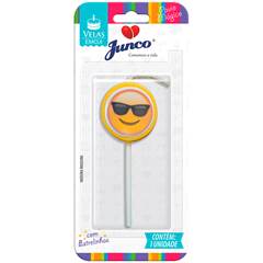 Vela Aniversário Emoji óculos Junco