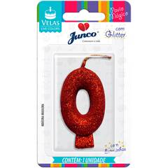 Vela Aniversário Live Colors com Glitter Vermelha Nº 0 Junco