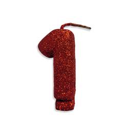 Vela Aniversário Live Colors com Glitter Vermelha Nº 1 Junco