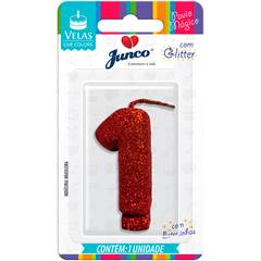Vela Aniversário Live Colors com Glitter Vermelha Nº 1 Junco