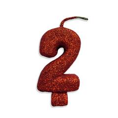 Vela Aniversário Live Colors com Glitter Vermelha Nº 2 Junco