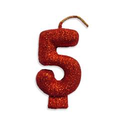 Vela Aniversário Live Colors com Glitter Vermelha Nº 5 Junco