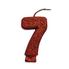 Vela Aniversário Live Colors com Glitter Vermelha Nº 7 Junco