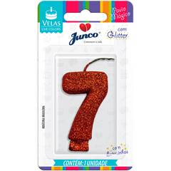 Vela Aniversário Live Colors com Glitter Vermelha Nº 7 Junco