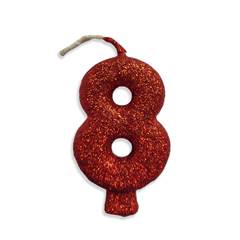 Vela Aniversário Live Colors com Glitter Vermelha Nº 8 Junco