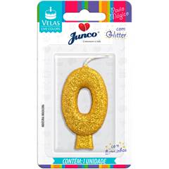 Vela Aniversário Live Colors com Gliter Ouro Nº 0 Junco