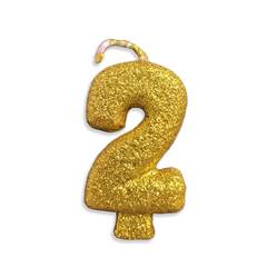 Vela Aniversário Live Colors com Gliter Ouro Nº 2 Junco