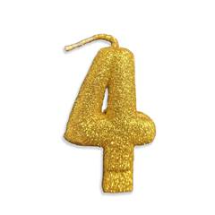 Vela Aniversário Live Colors com Gliter Ouro Nº 4 Junco