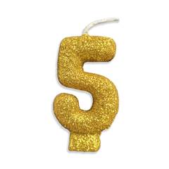 Vela Aniversário Live Colors com Gliter Ouro Nº 5 Junco