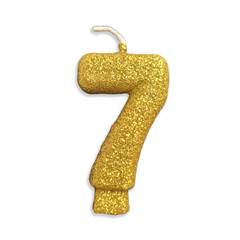 Vela Aniversário Live Colors com Gliter Ouro Nº 7 Junco