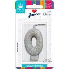Vela Aniversário Live Colors com Gliter Prata Nº 0 Junco