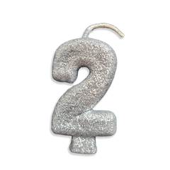 Vela Aniversário Live Colors com Gliter Prata Nº 2 Junco