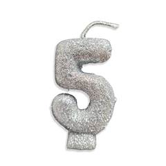 Vela Aniversário Live Colors com Gliter Prata Nº 5 Junco