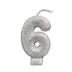 Vela Aniversário Live Colors com Gliter Prata Nº 6 Junco