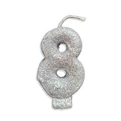 Vela Aniversário Live Colors com Gliter Prata Nº 8 Junco