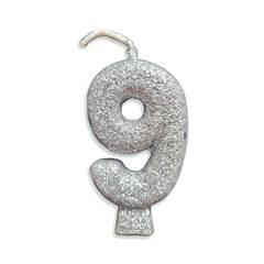 Vela Aniversário Live Colors com Gliter Prata Nº 9 Junco