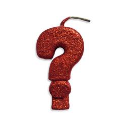 Vela Aniversário Live Colors com Glitter Vermelha Interrogação Junco