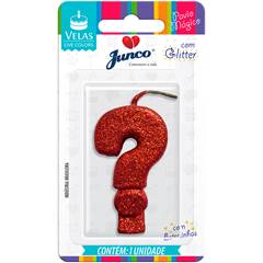 Vela Aniversário Live Colors com Glitter Vermelha Interrogação Junco