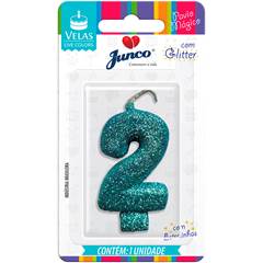 Vela Aniversário Live Colors Com Gliter Tiffany Nº 2 Junco