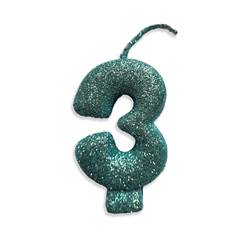 Vela Aniversário Live Colors Com Gliter Tiffany Nº 3 Junco