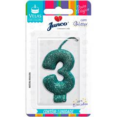 Vela Aniversário Live Colors Com Gliter Tiffany Nº 3 Junco
