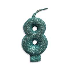 Vela Aniversário Live Colors Com Gliter Tiffany Nº 8 Junco