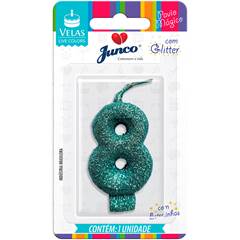 Vela Aniversário Live Colors Com Gliter Tiffany Nº 8 Junco