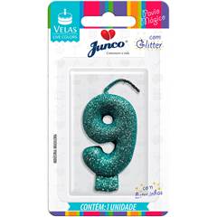 Vela Aniversário Live Colors Com Gliter Tiffany Nº 9 Junco