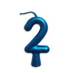 Vela Aniversário Metalizada Azul Nº 2 Junco