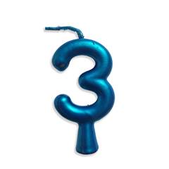 Vela Aniversário Metalizada Azul Nº 3 Junco
