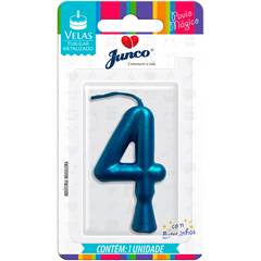 Vela Aniversário Metalizada Azul Nº 4 Junco