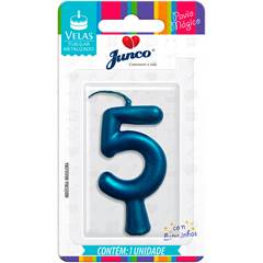 Vela Aniversário Metalizada Azul Nº 5 Junco