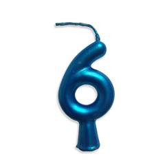 Vela Aniversário Metalizada Azul Nº 6 Junco
