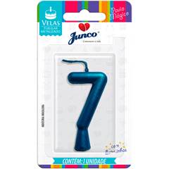 Vela Aniversário Metalizada Azul Nº 7 Junco
