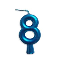 Vela Aniversário Metalizada Azul Nº 8 Junco