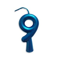 Vela Aniversário Metalizada Azul Nº 9 Junco