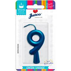 Vela Aniversário Metalizada Azul Nº 9 Junco