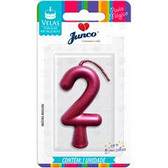 Vela Aniversário Metalizada Rose Nº 2 Junco