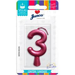 Vela Aniversário Metalizada Rose Nº 3 Junco