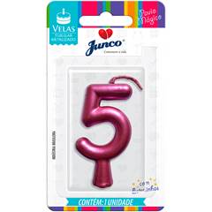 Vela Aniversário Metalizada Rose Nº 5 Junco