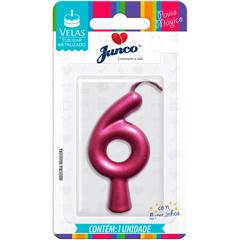 Vela Aniversário Metalizada Rose Nº 6 Junco