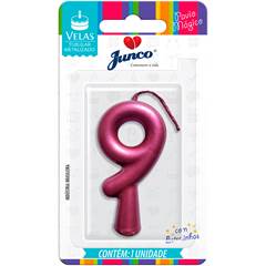 Vela Aniversário Metalizada Rose Nº 9 Junco