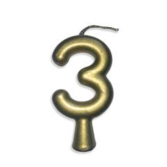 Vela Aniversário Metalizada Ouro Nº 3 Junco