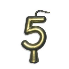 Vela Aniversário Metalizada Ouro Nº 5 Junco