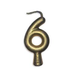 Vela Aniversário Metalizada Ouro Nº 6 Junco