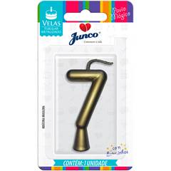 Vela Aniversário Metalizada Ouro Nº 7 Junco