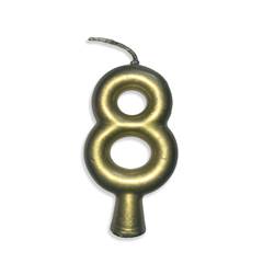 Vela Aniversário Metalizada Ouro Nº 8 Junco