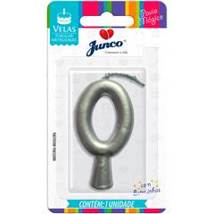 Vela Aniversário Metalizada Prata Nº 0 Junco