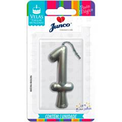 Vela Aniversário Metalizada Prata Nº 1 Junco